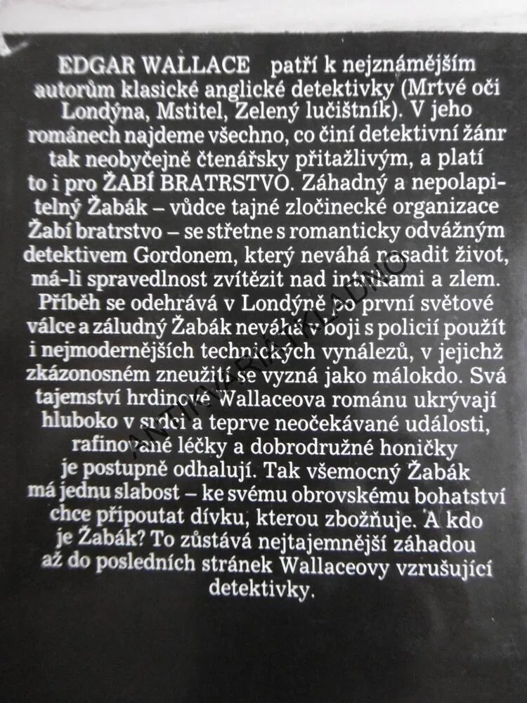 ŽABÍ BRATRSTVO, EDGAR WALLACE, **an