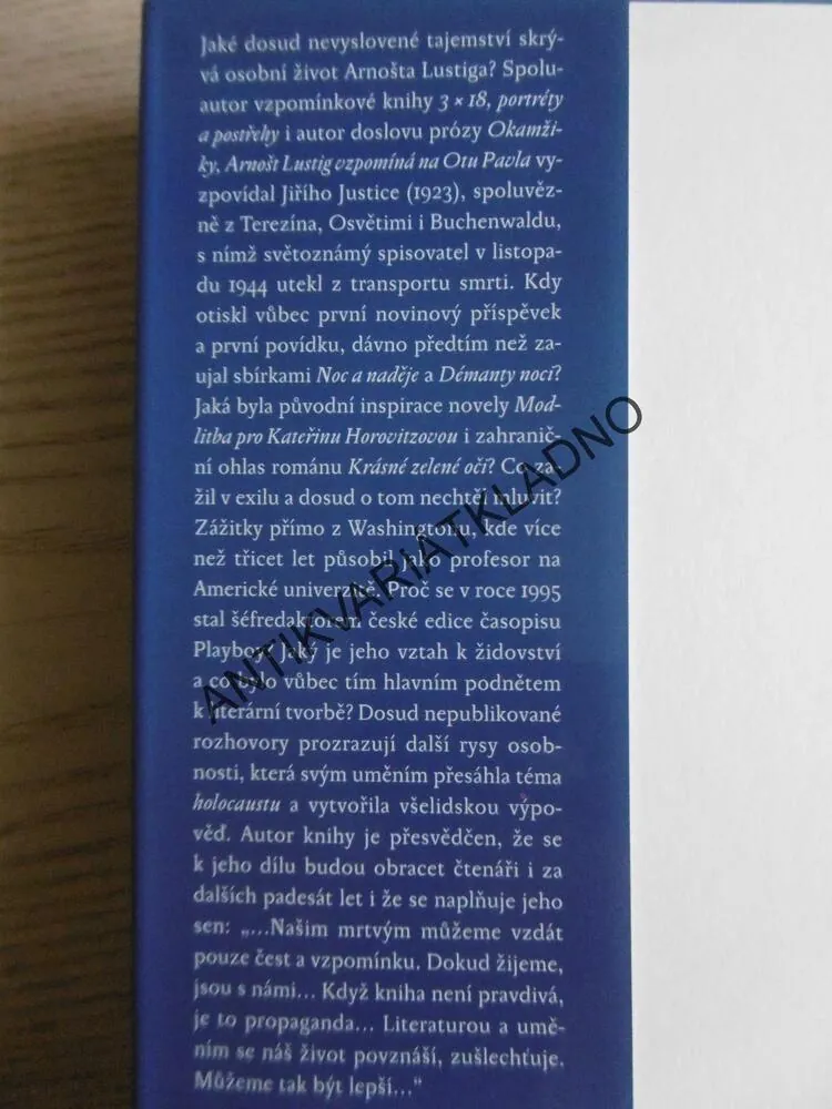 ARNOŠT LUSTIG ZADNÍM VCHODEM, FRANTIŠEK CINGER, **an