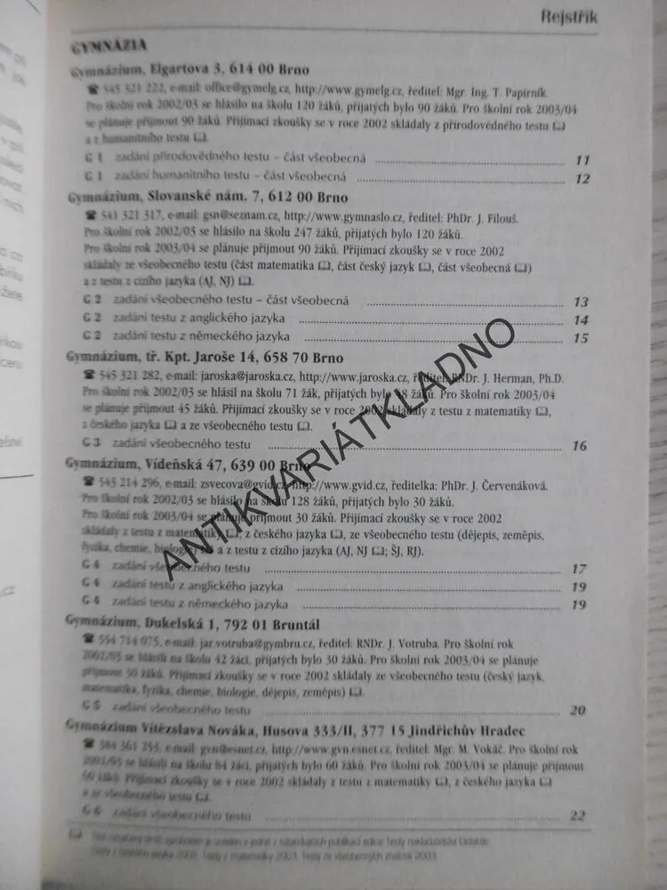 TESTY ZE VŠEOBECNÝCH ZNALOSTÍ 2003