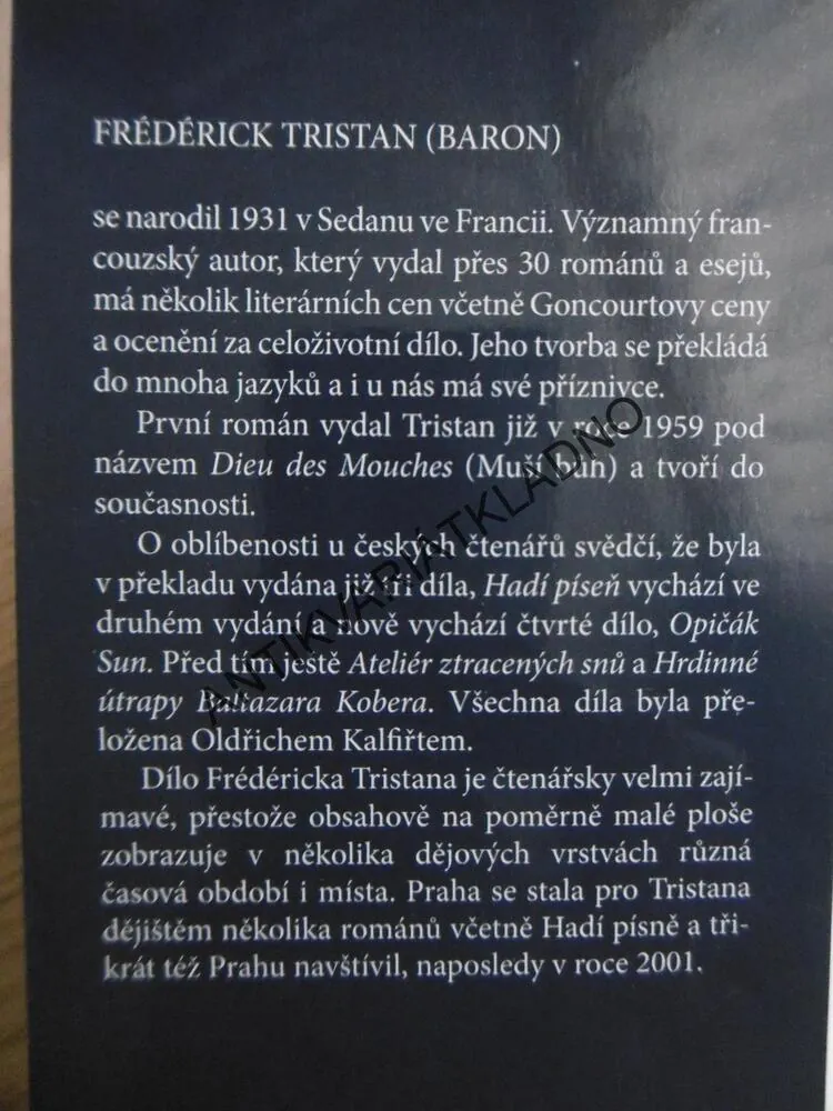 HADÍ PÍSEŇ ANEB PŘÍBĚH LABYRINTU, FRÉDERICK TRISTAN, **an