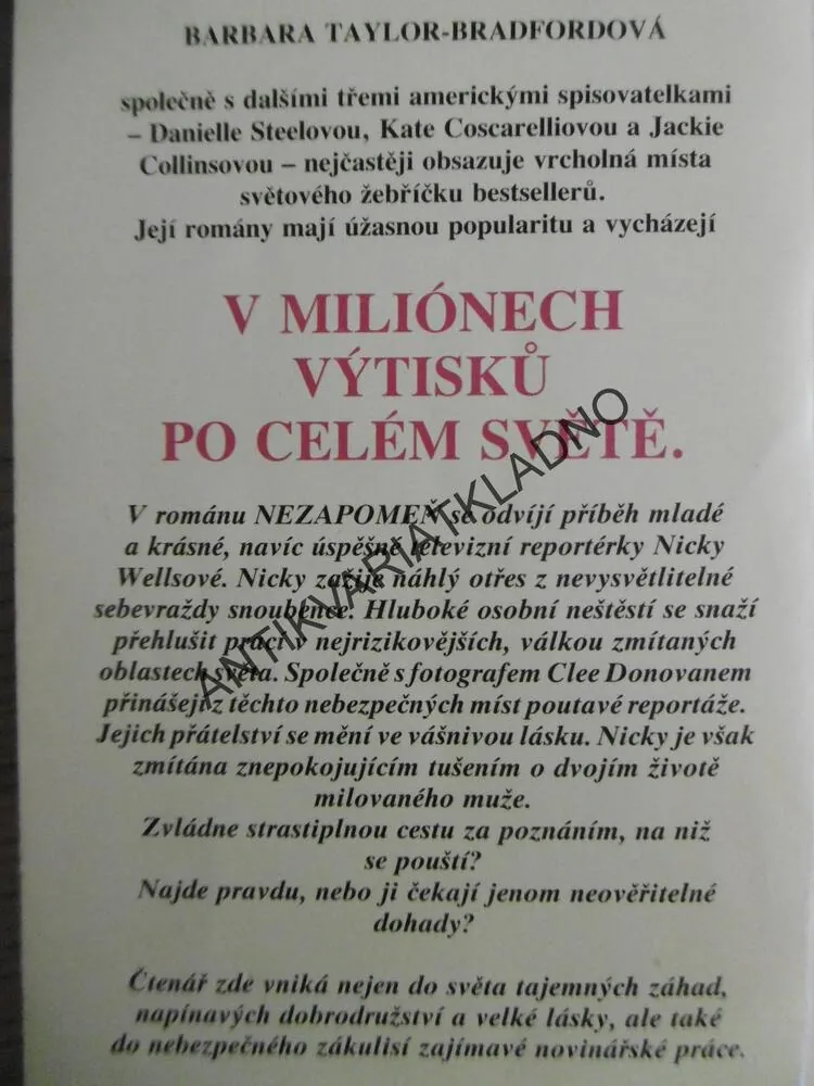 NEZAPOMEŇ, BARBARA TAYLOR BRADFORDOVÁ, **an