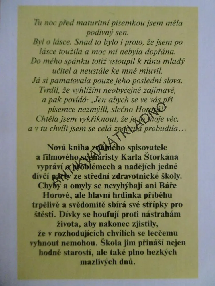 MAZLIVÉ DNY, KAREL ŠTORKÁN, **an