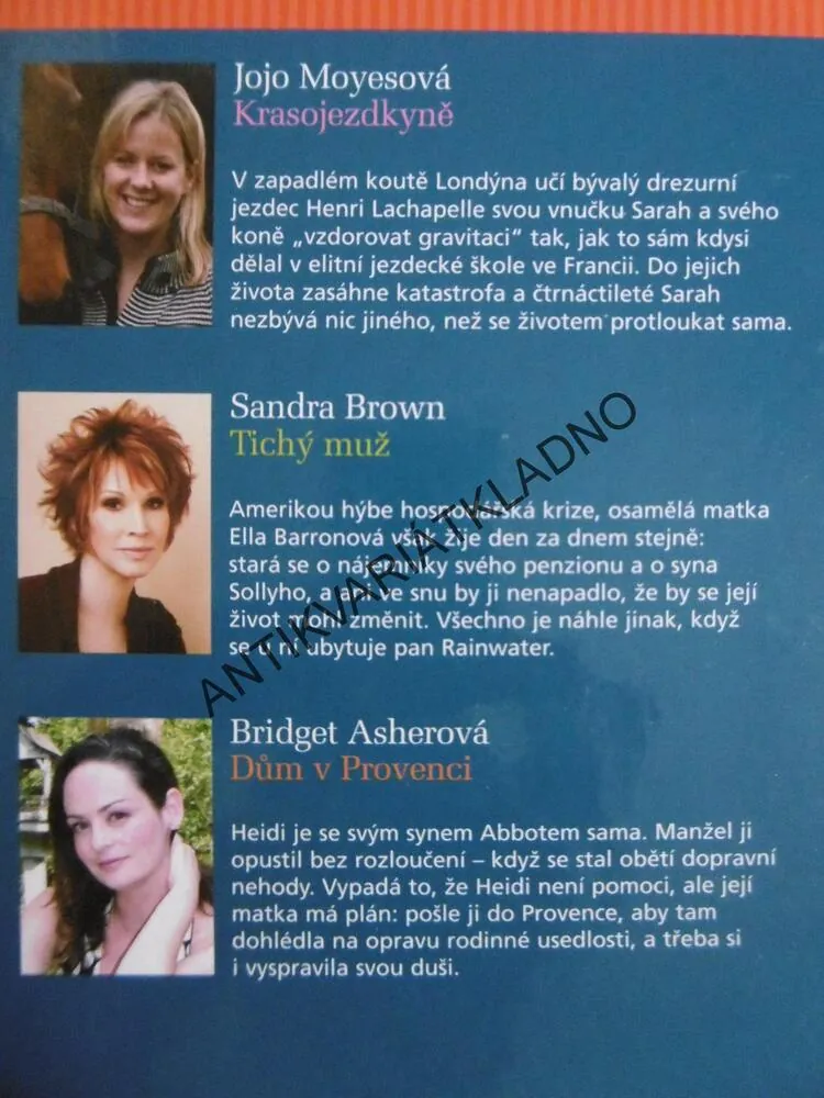 KRASOJEZDKYNĚ, JOJO MOYESOVÁ, TICHÝ MUŽ, SANDRA BROWN, DŮM V PROVENCI, BRIDGET ASHEROVÁ, **an