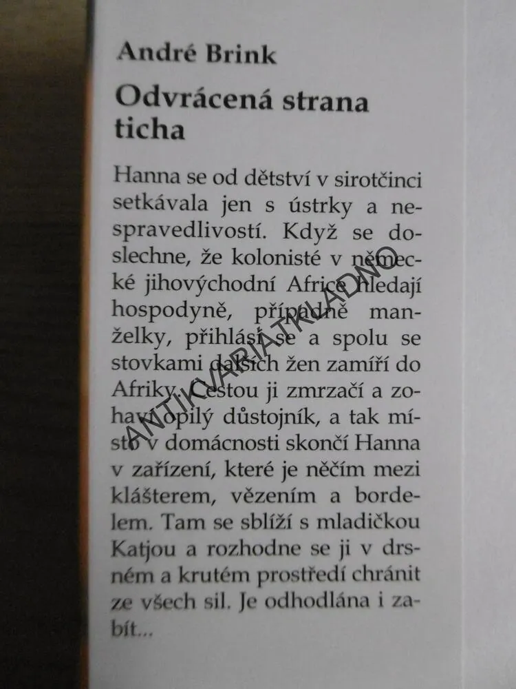 ODVRÁCENÁ STRANA TICHA, ANDRÉ BRINK, **an