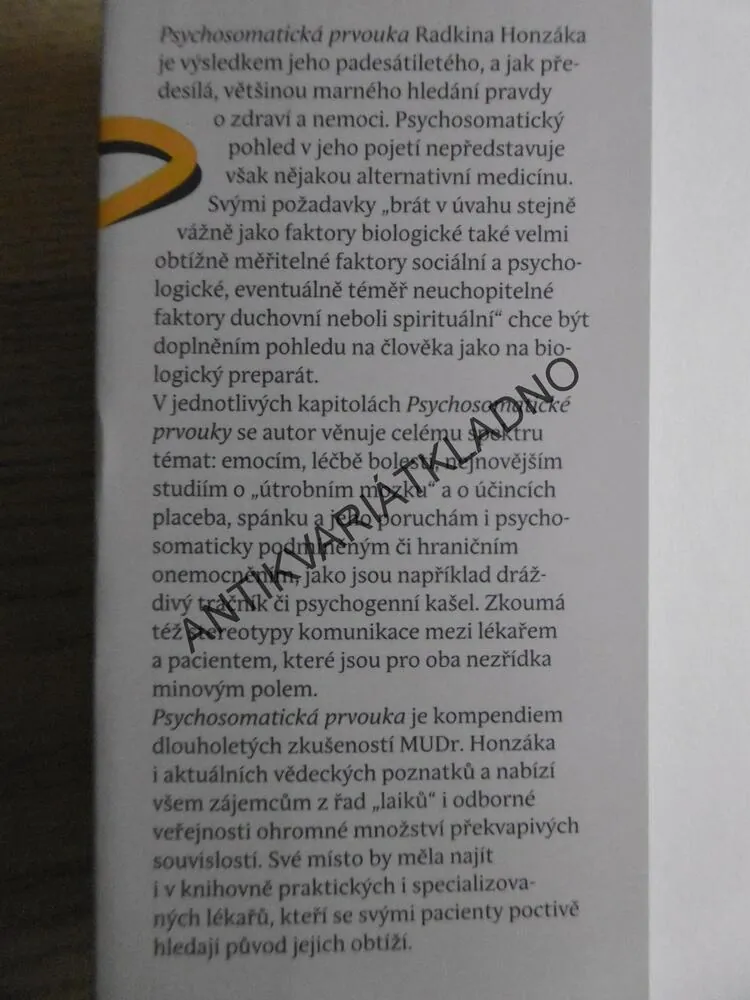 PSYCHOSOMATICKÁ PRVOUKA, RADKIN HONZÁK, **an