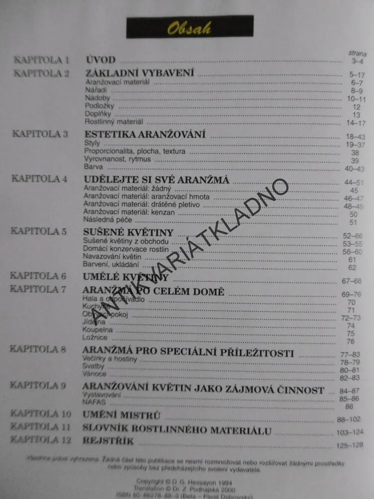 ARANŽOVÁNÍ KVĚTIN, D. G. HESSAYON, **an
