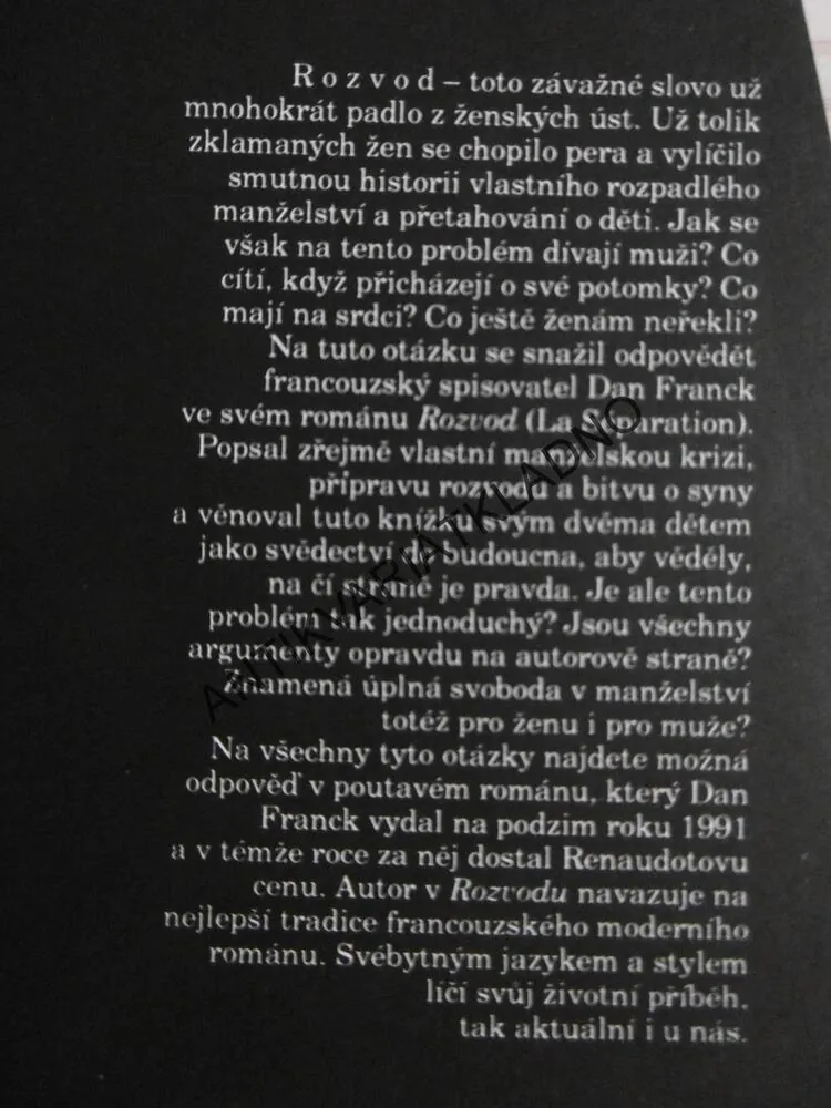 ROZVOD, DAN FRANCK, **an