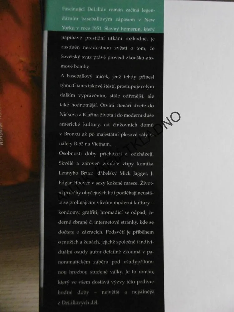 PODSVĚTÍ, DON DELILLO, **an