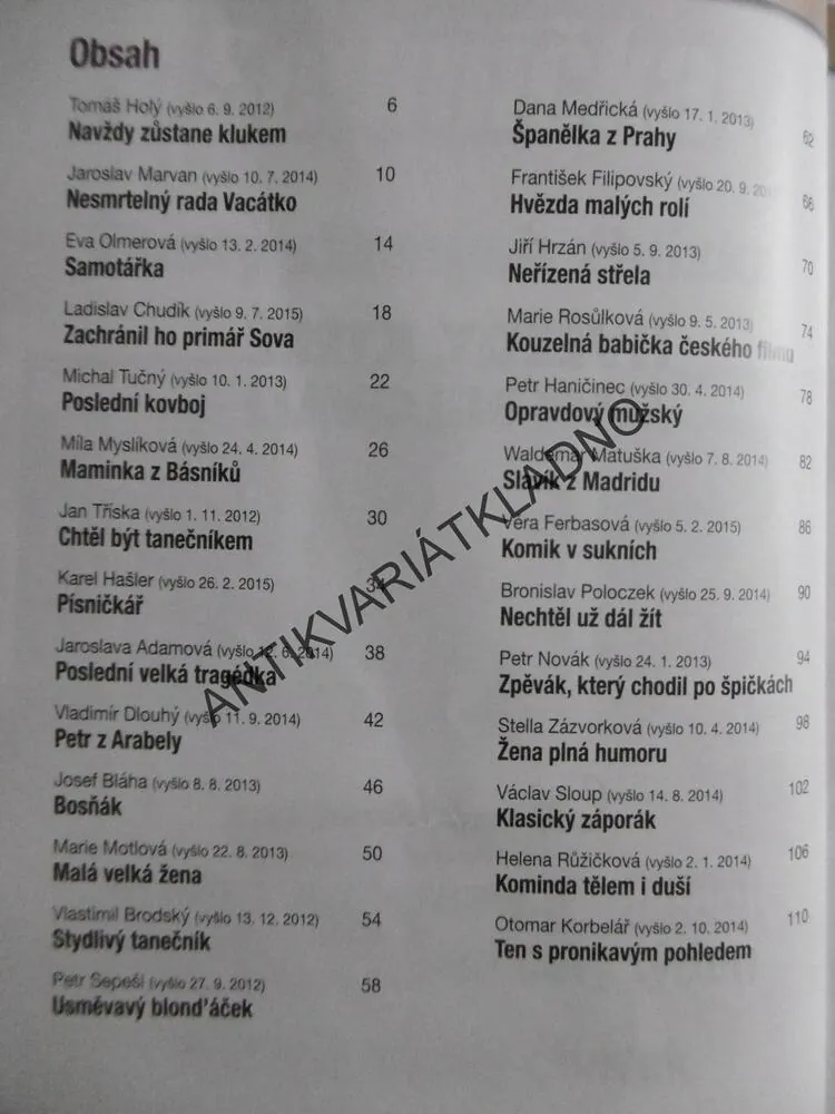 HVĚZDY, KTERÉ JSME MILOVALI, EDICE SEDMIČKA, **an