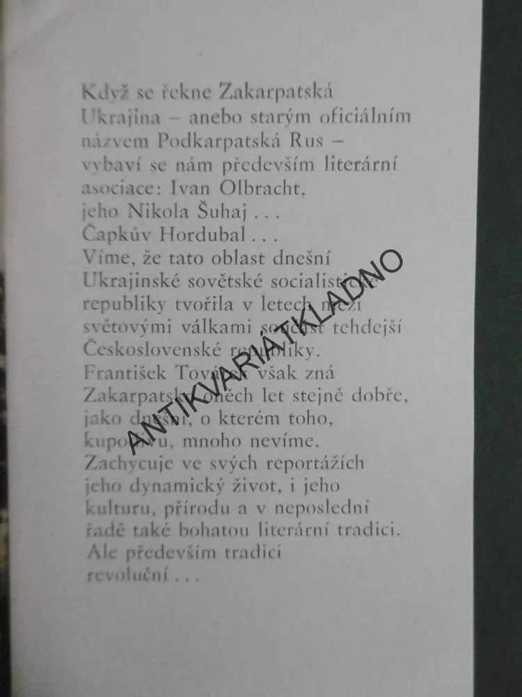 HORY A LIDÉ, REPORTÁŽE ZE ZAKARPATSKA, FRANTIŠEK TOVÁREK, **an