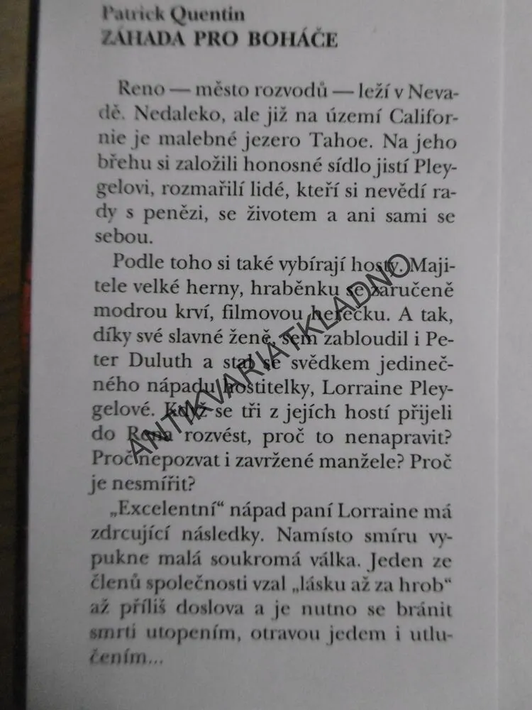 ZÁHADA PRO BOHÁČE, PATRICK QUENTIN, **an