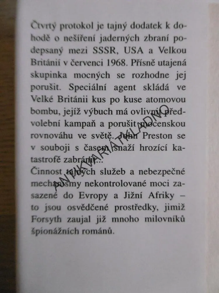 ČTVRTÝ PROTOKOL, FREDERICK FORSYTH, **an