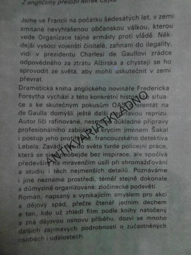 DEN PRO ŠAKALA, FREDERICK FORSYTH, **an