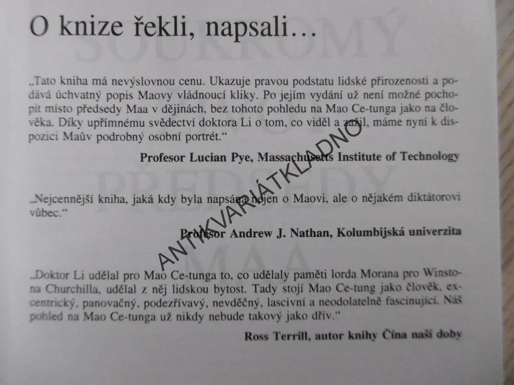 SOUKROMÝ ŽIVOT PŘEDSEDY MAA, DR. LI ČCHI-SUJ, **an