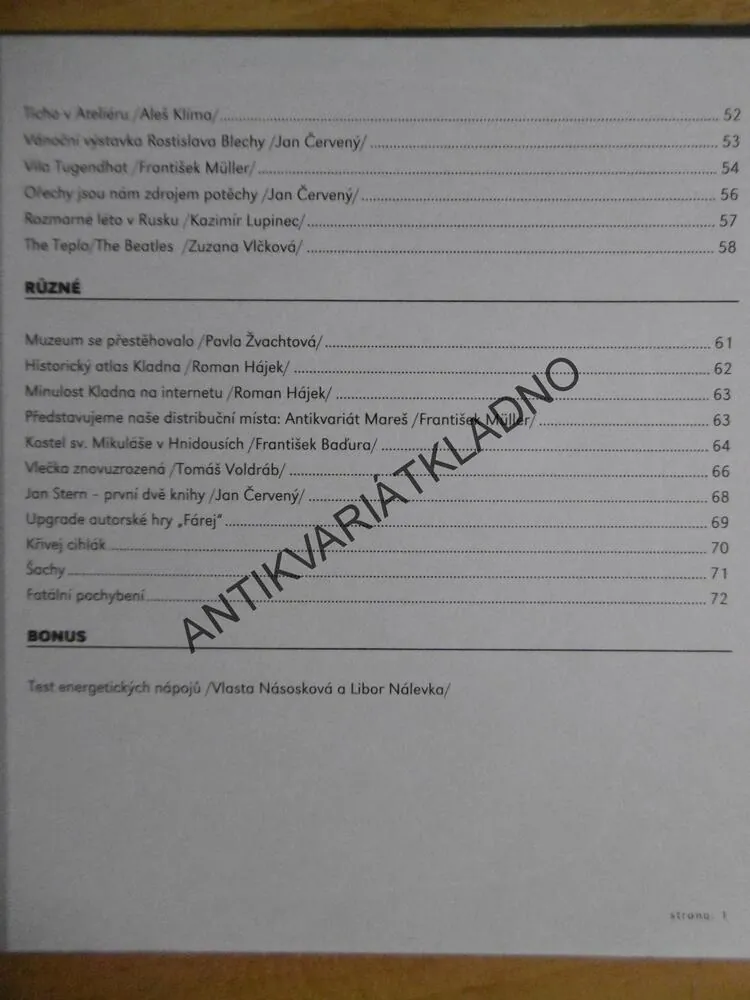 KLADNO ZÁPORNO 4., 2008, KULTURNÍ REVUE