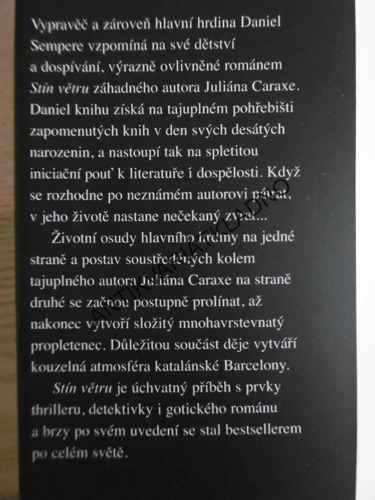 STÍN VĚTRU, CARLOS ROIZ ZAFÓN, **an