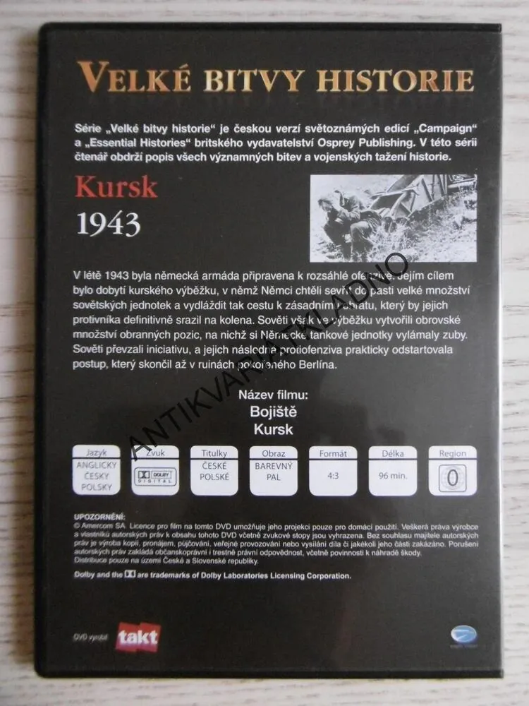 KURSK 1943, VELKÉ BITVY HISTORIE, DVD FILM SVĚT.VÁLKA