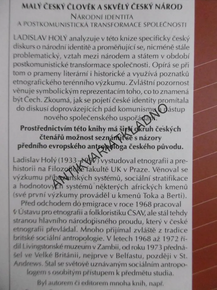 MALÝ ČESKÝ ČLOVĚK A VELKÝ ČESKÝ NÁROD, LADISLAV HOLÝ, **an