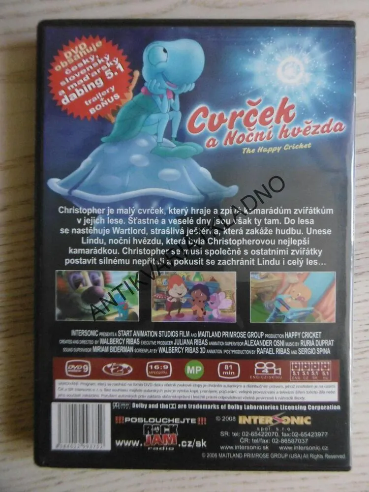CVRČEK A NOČNÍ HVĚZDA, DVD FILM