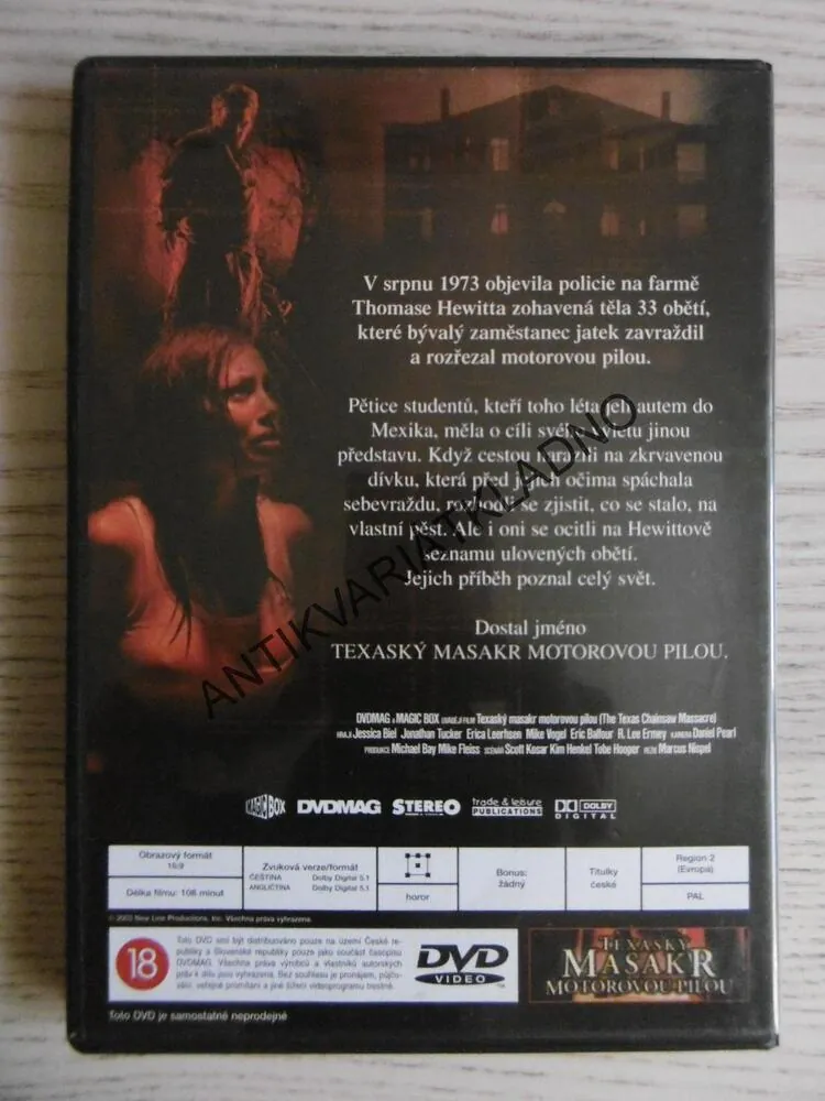 TEXASKÝ MASAKR MOTOROVOU PILOU, DVD FILM HOROR
