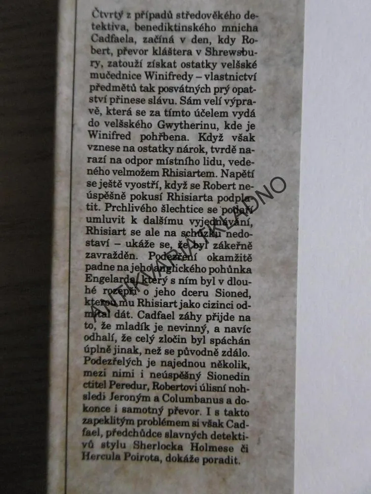 ZÁZRAK SVATÉ WINIFREDY, PŘÍPAD BRATRA CADFAELA, ELLIS PETERSOVÁ, **an