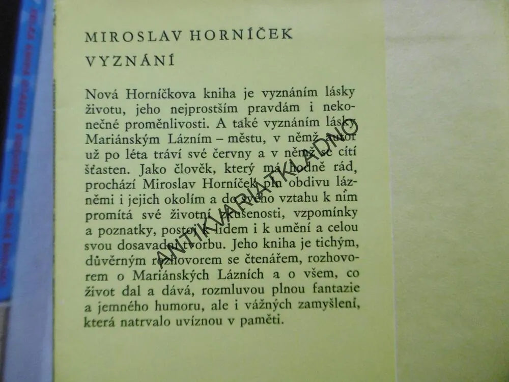 VYZNÁNÍ MARIÁNSKÝM LÁZNÍM V ČERVNU A ČERVNU V MARIÁNSKÝCH LÁZNÍCH, MIROSLAV HORNÍČEK, **an