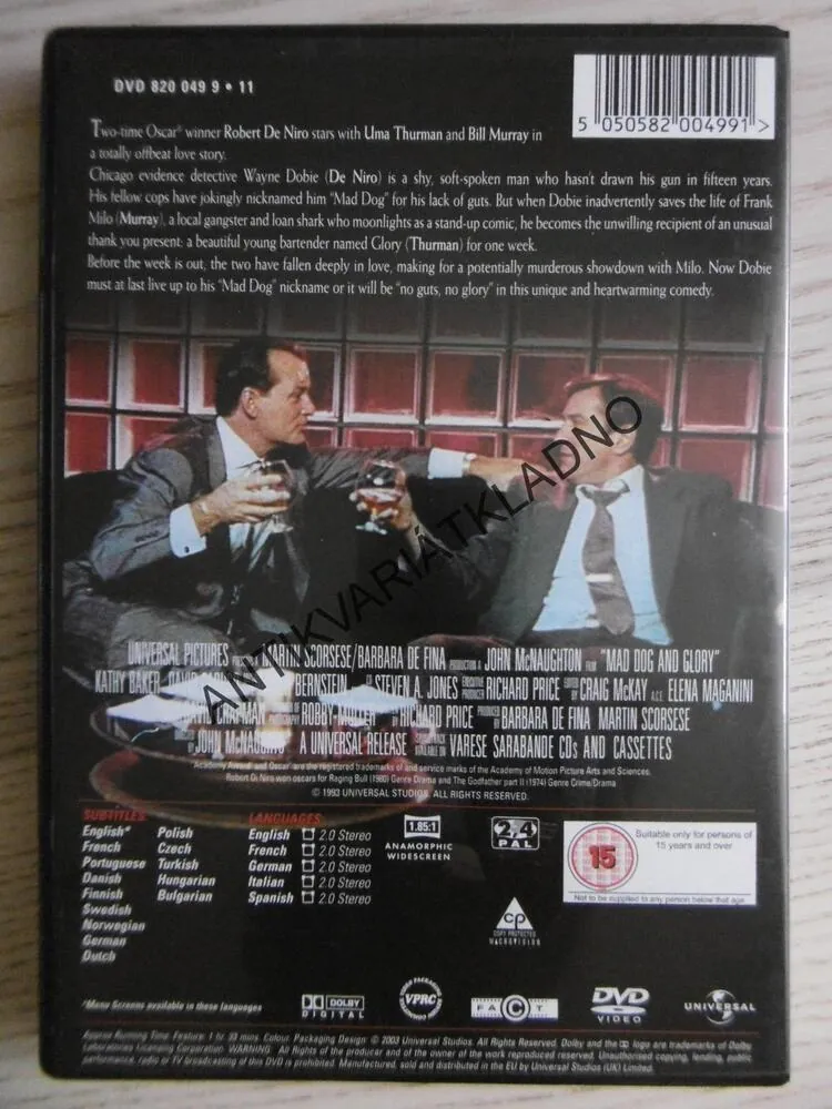 MAD DOG AND GLORY, DVD FILM