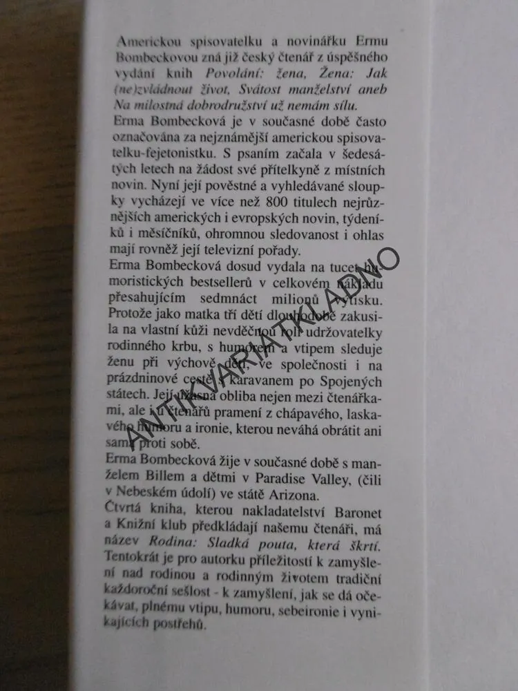 RODINA: SLADKÁ POUTA, KTERÁ ŠKRTÍ, ERMA BOMBECKOVÁ, **an