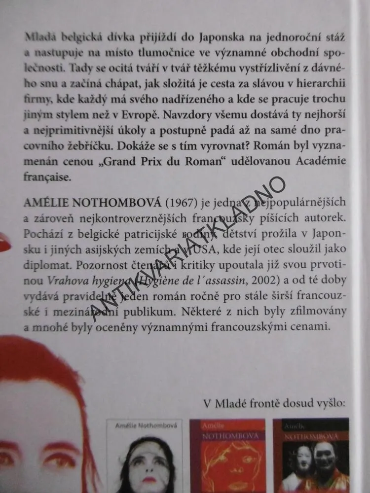 STRACH A CHVĚNÍ, AMÉLIE NOTHOMBOVÁ, **an