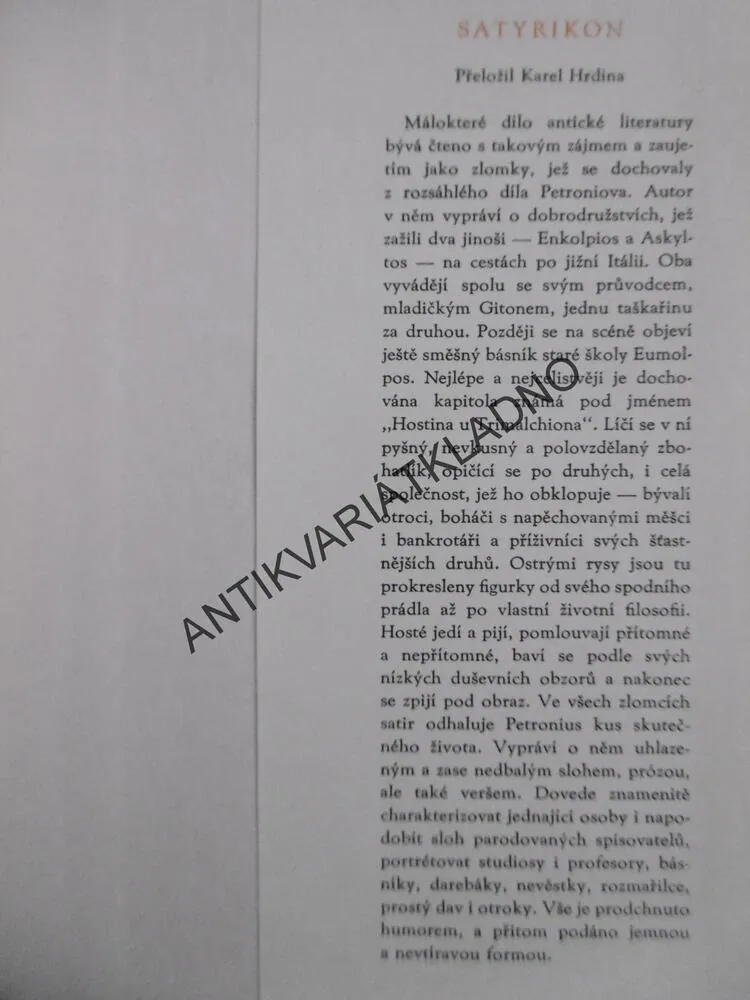 PETRONIUS, SATYRIKON, SVĚTOVÁ KNIHOVNA, **an