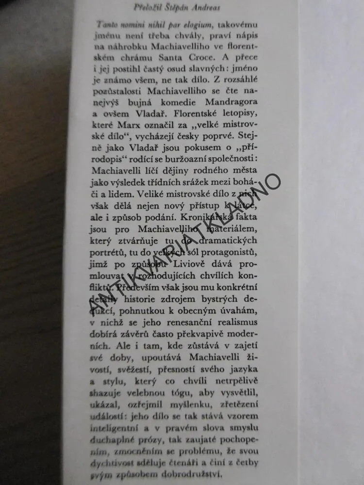 FLORENTSKÉ LETOPISY, NICCOLO MACHIAVELLI, **an