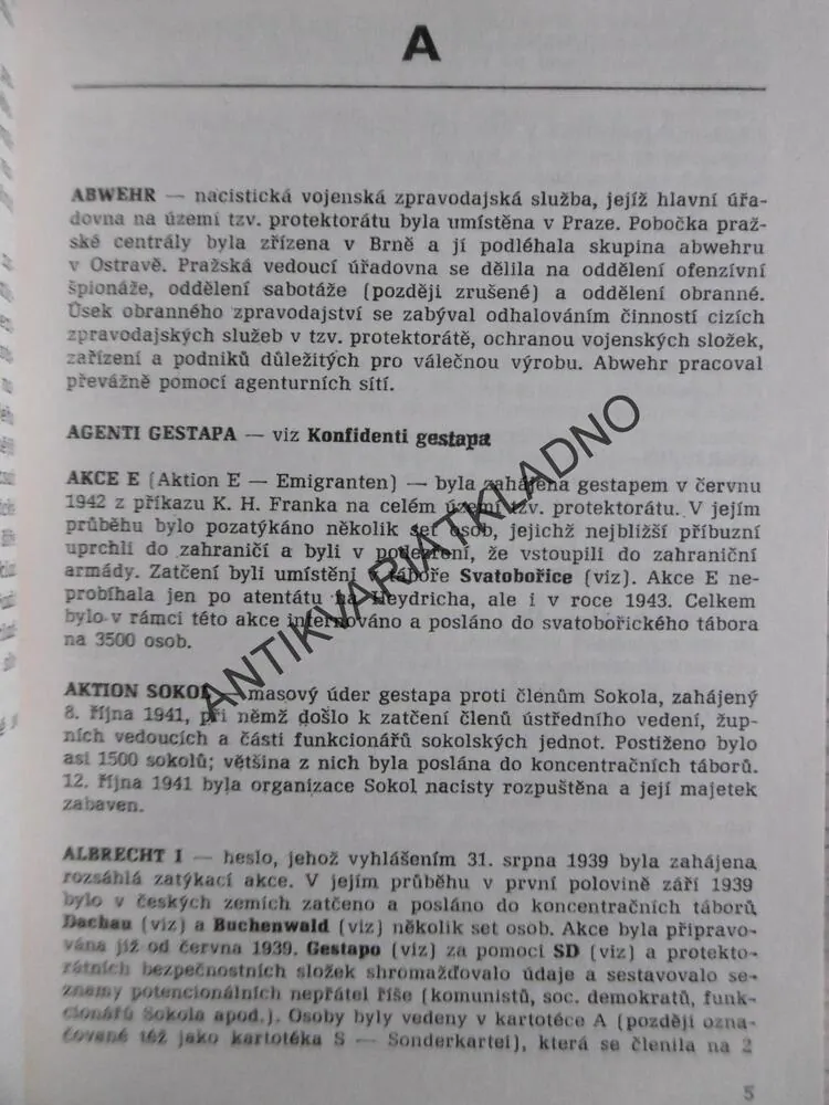 STRUČNÝ SLOVNÍK PROTIFAŠISTICKÉHO BOJE ČESKÉHO LIDU, **an