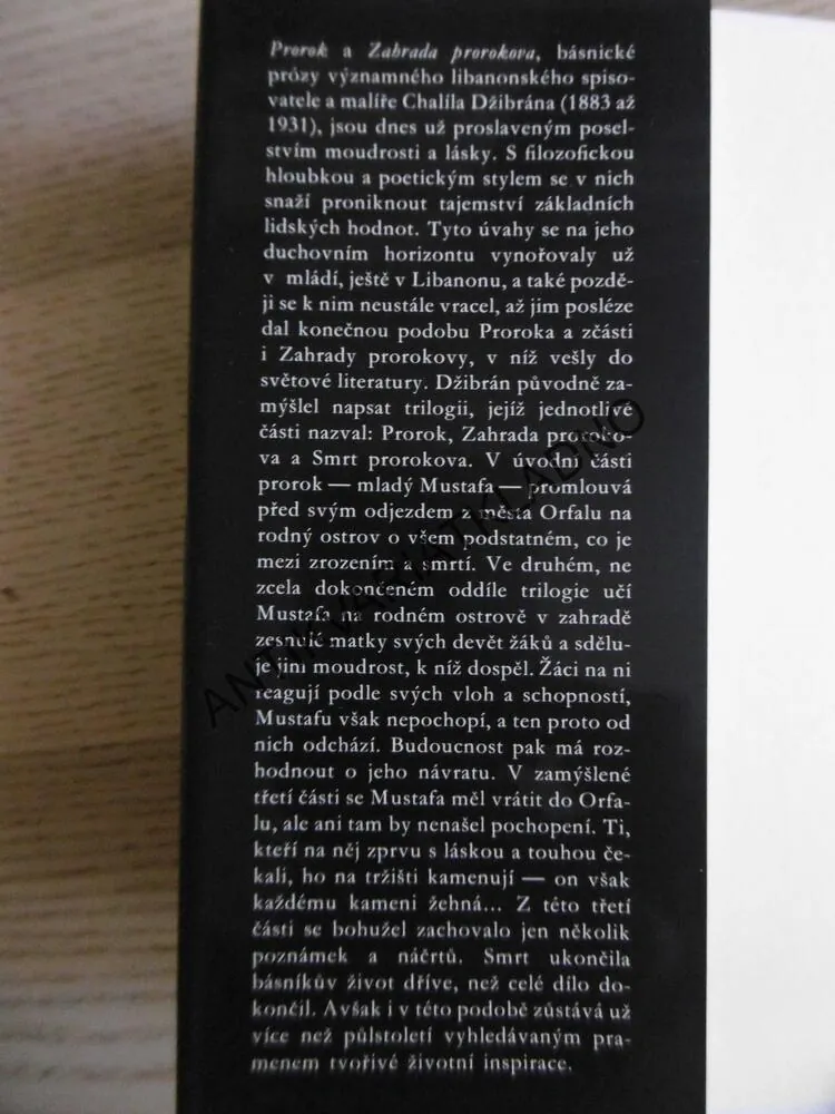 PROROK, ZAHRADA PROROKOVA, CHALÍL DŽIBRÁN, **an
