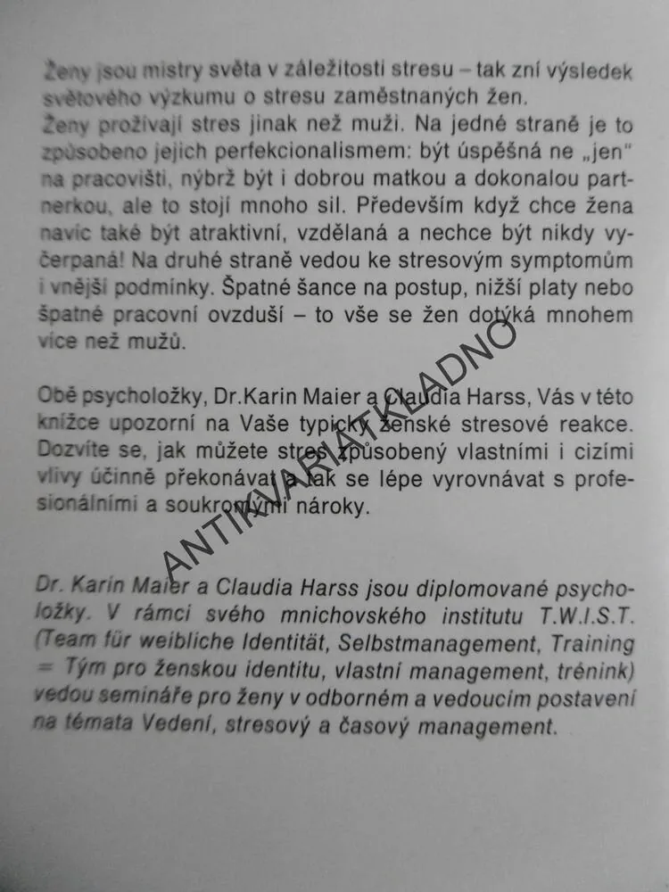 STRES, CENA ÚSPĚCHU?, CLAUDIA HARSS, KARIN MAIER, **an