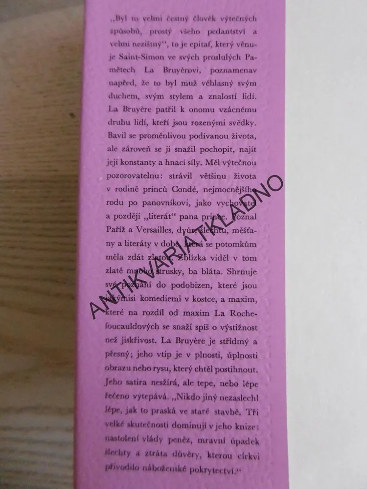 CHARAKTERY NEBOLI MRAVY TOHOTO STOLETÍ, LA BRUYERE, **an