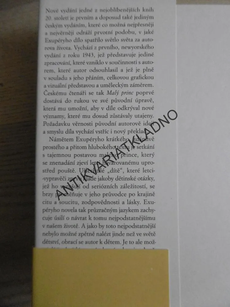 MALÝ PRINC, ANTOINE DE SAINT - EXUPÉRY, **an