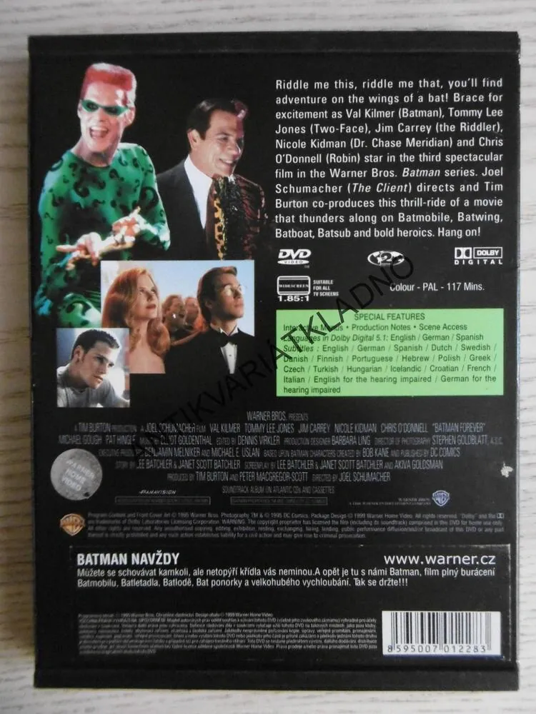 BATMAN FOREVER, DVD FILM POUZE ČESKÉ TITULKY
