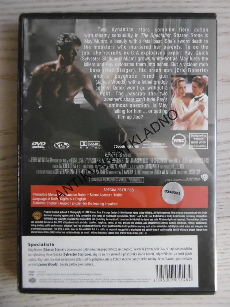 THE SPECIALIST, SPECIALISTA, DVD FILM POUZE ČESKÉ TITULKY