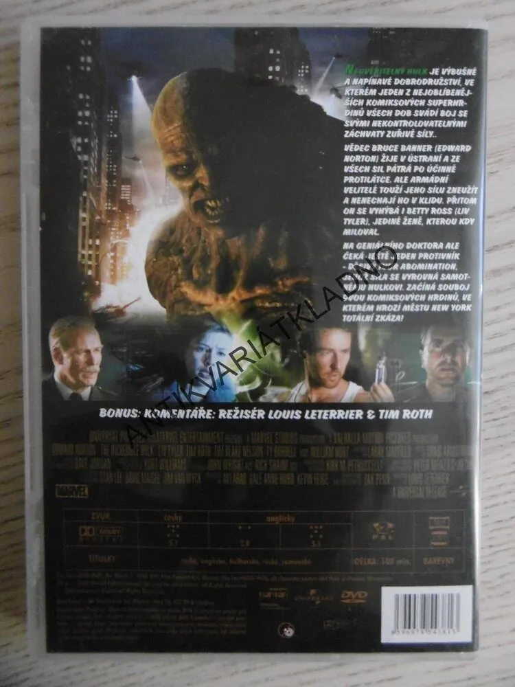 NEUVĚŘITELNÝ HULK, DVD FILM