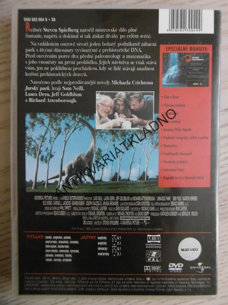 JURSKÝ PARK, BEZ DABINGU - POUZE ČESKÉ TITULKY, DVD FILM