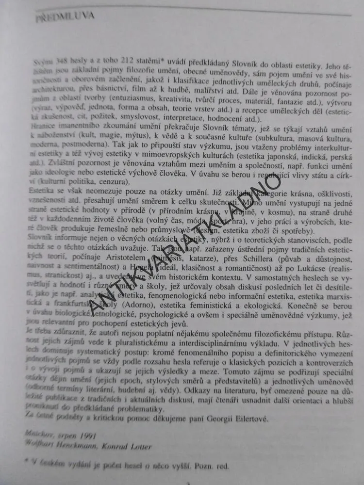 ESTETICKÝ SLOVNÍK, KONRAD LOTTER, **an