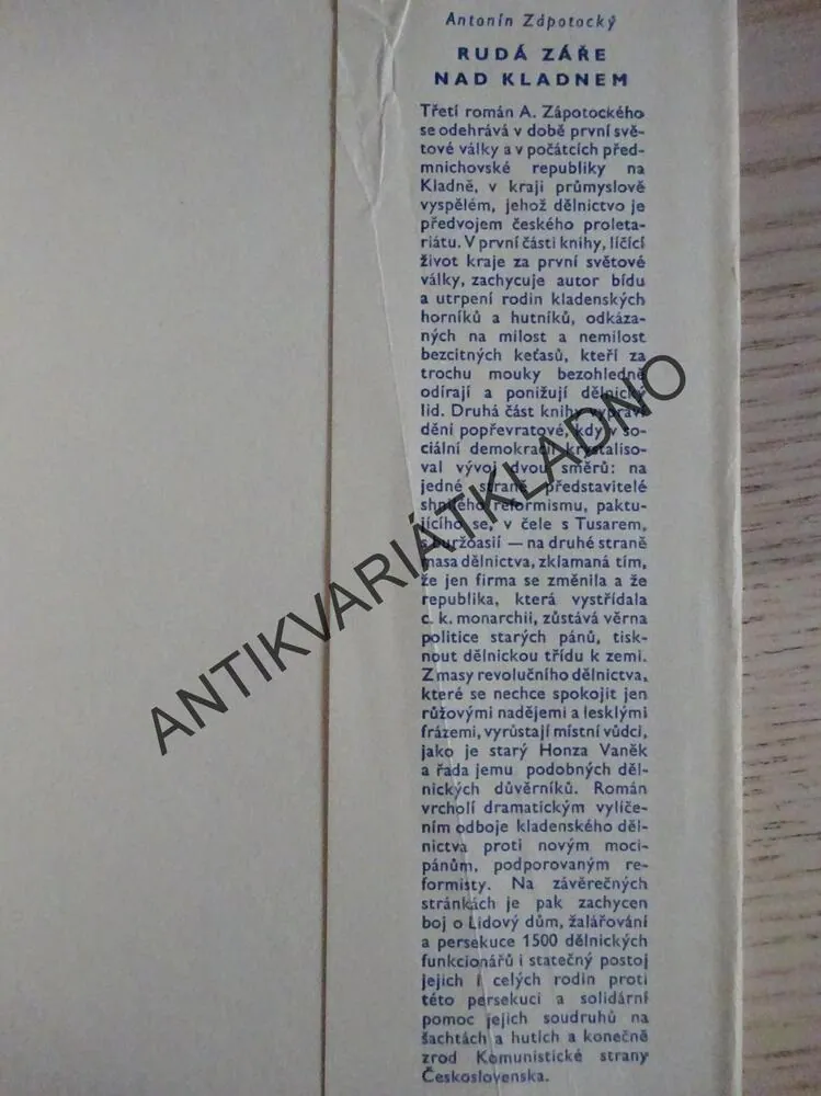RUDÁ ZÁŘE NAD KLADNEM, ANTONÍN ZÁPOTOCKÝ, **an