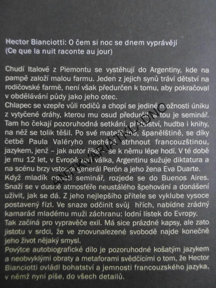 O ČEM SI NOC SE DNEM VYPRÁVĚJÍ, HECTOR BIANCIOTTI, **an