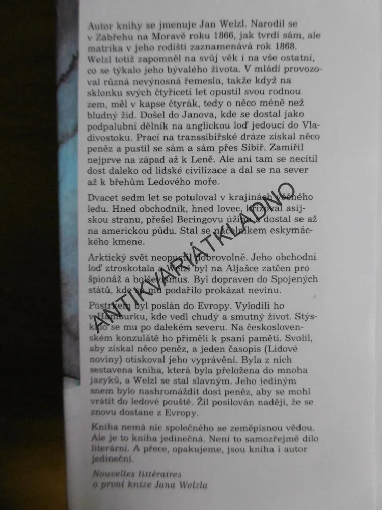 TŘICET LET NA ZLATÉM SEVERU, JAN WELZL, **an