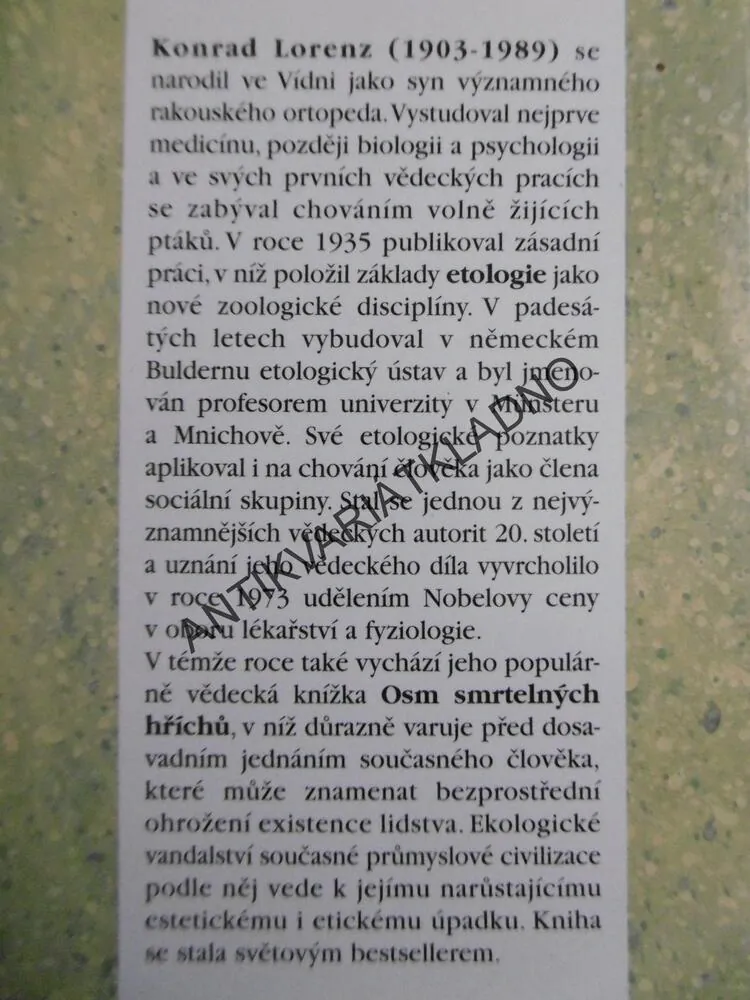 OSM SMRTELNÝCH HŘÍCHŮ, KONRAD LORENZ, **an