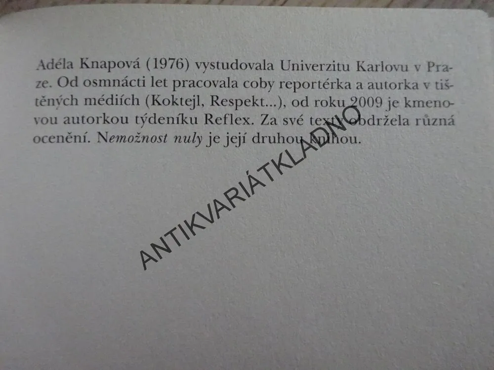 NEMOŽNOST NULY, ADÉLA KNAPOVÁ, **an