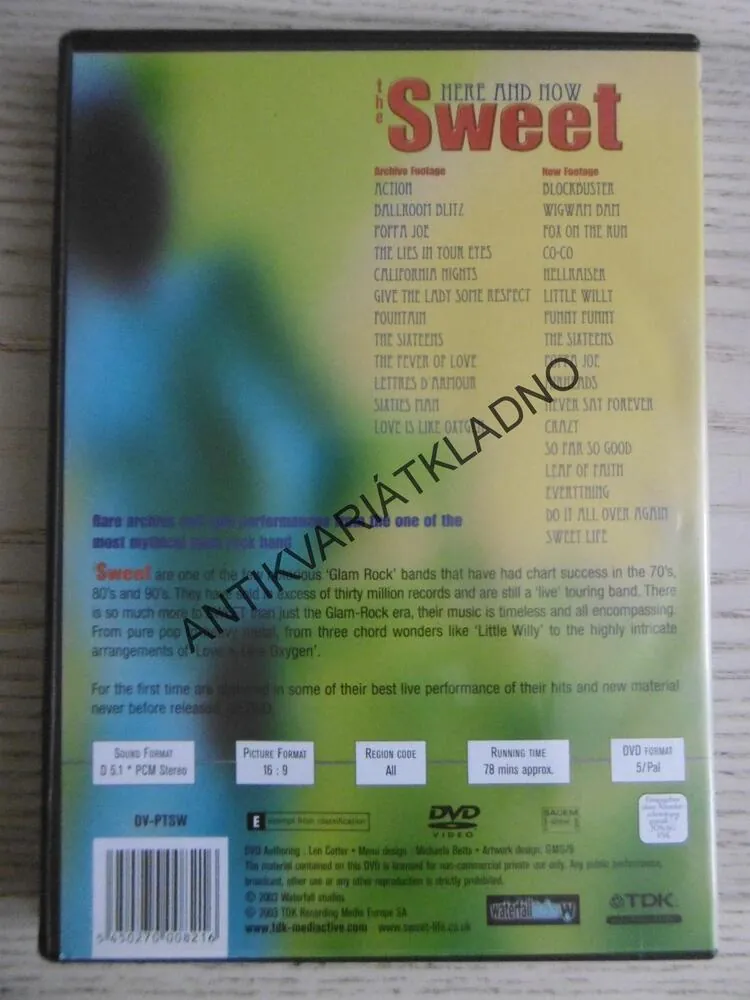 THE SWEET, HERE AND NOW, DVD HUDBA