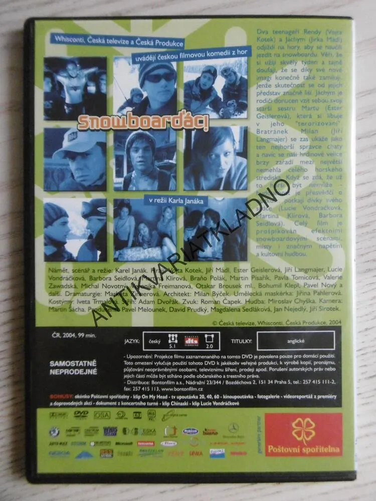 SNOWBOARĎÁCI, VYCHYTANÝ BONUSY, DVD FILM