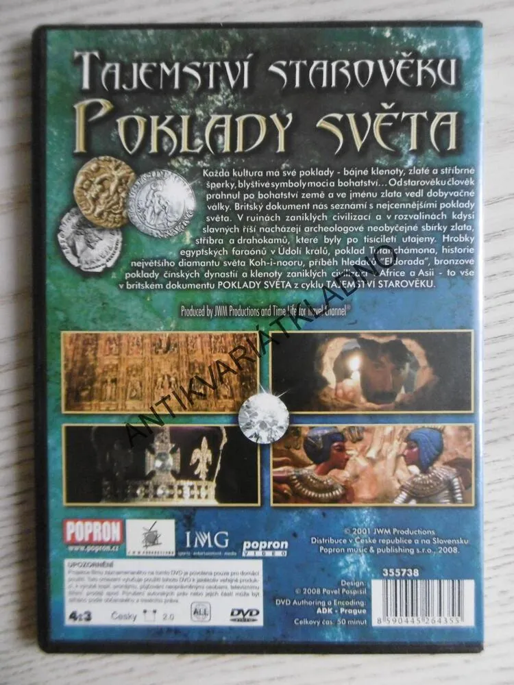 TAJEMSTVÍ STAROVĚKU, POKLADY SVĚTA, DVD FILM DOKUMENT