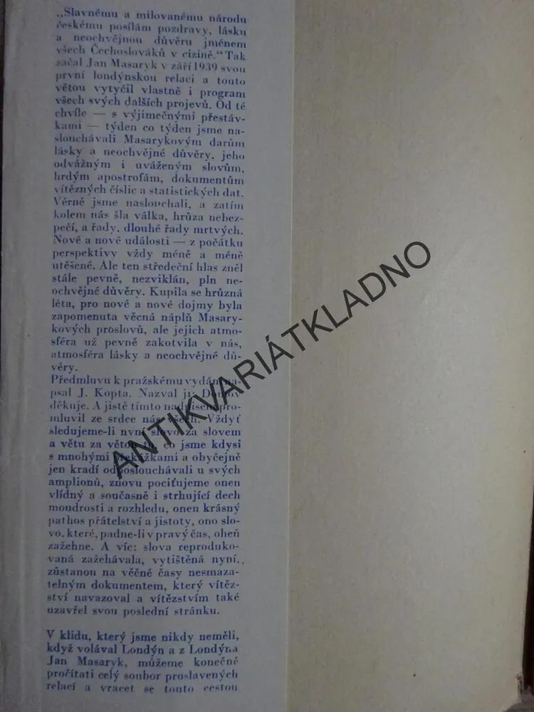 JAN MASARYK VOLÁ LONDÝN , **an